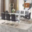 Ensemble de table et de chaises Willistine, ensemble de salle à manger moderne simple en marbre avec chaises en polyuréthane, autocollant en marbre, plateau de table en verre trempé, avec pieds de chaise arqués en métal-311650592-311650605