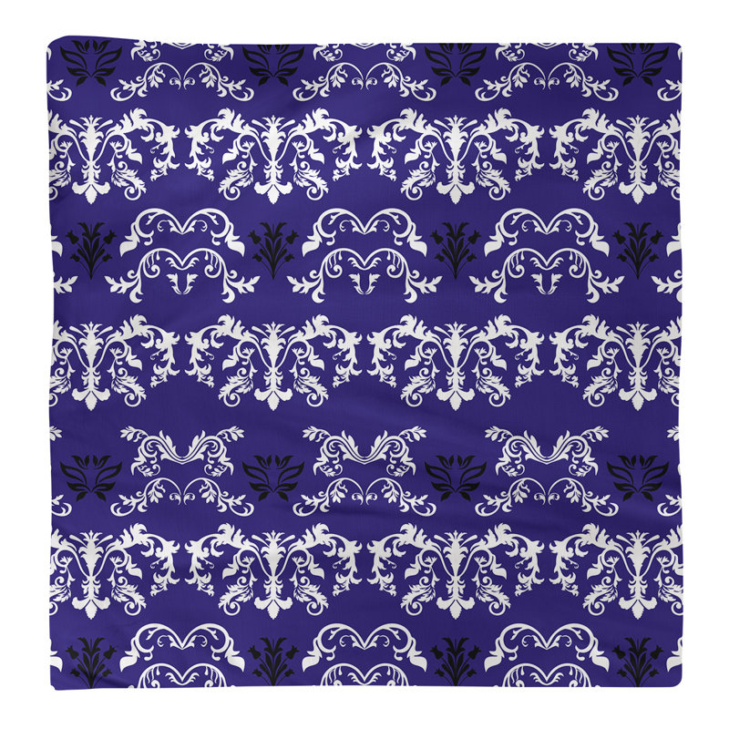 Damask Square Napkin, White/Purple/Black, Polyester, 22" W x 22" L