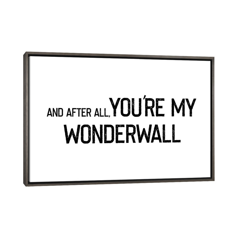 « Wonderwall », impression d’art textuel, H 40 po x l 60 po x 1,5 po, Toile avec cadre gris, Pas de tapis