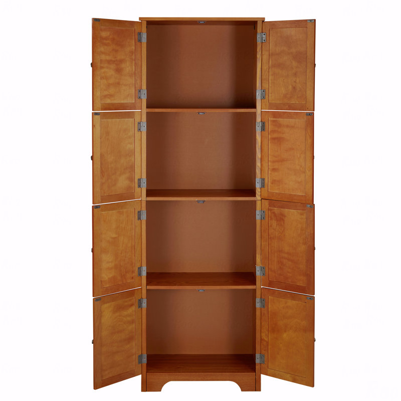 Armoire de rangement 4 portes, armoire de rangement 8 portes, hauteur 72,4 po avec portes et 4 tablettes, Naturel
