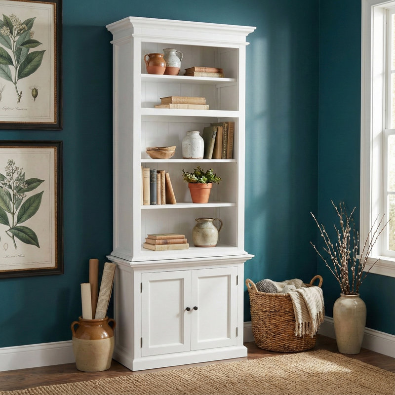 Bibliothèque de rangement Jakeith 86,61 po H x 35,43 po po, Blanc