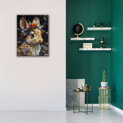 Toile épique «Lapin avec une couronne de fleurs» par Momart