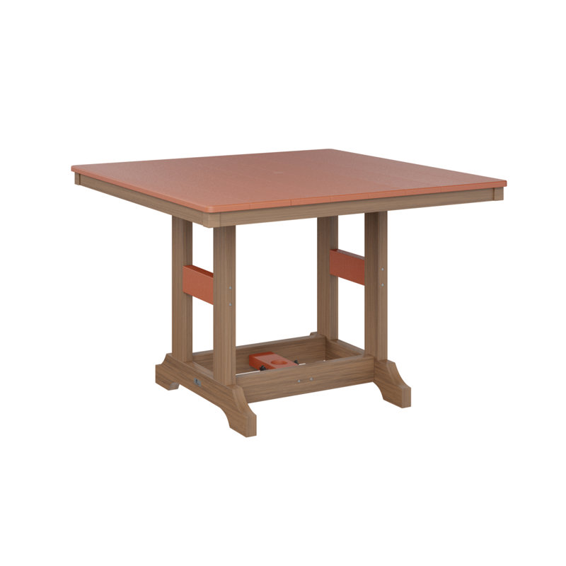 Garden Classic Outdoor Square Bar Table, Antique Mahogany, Mango Orange
