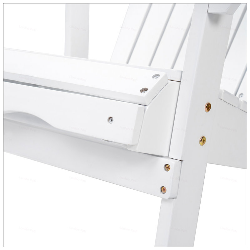 Rustic Acacia Wood Folding Adirondack Chair With Traditional Slats For Outdoor Relaxation And Durability, White