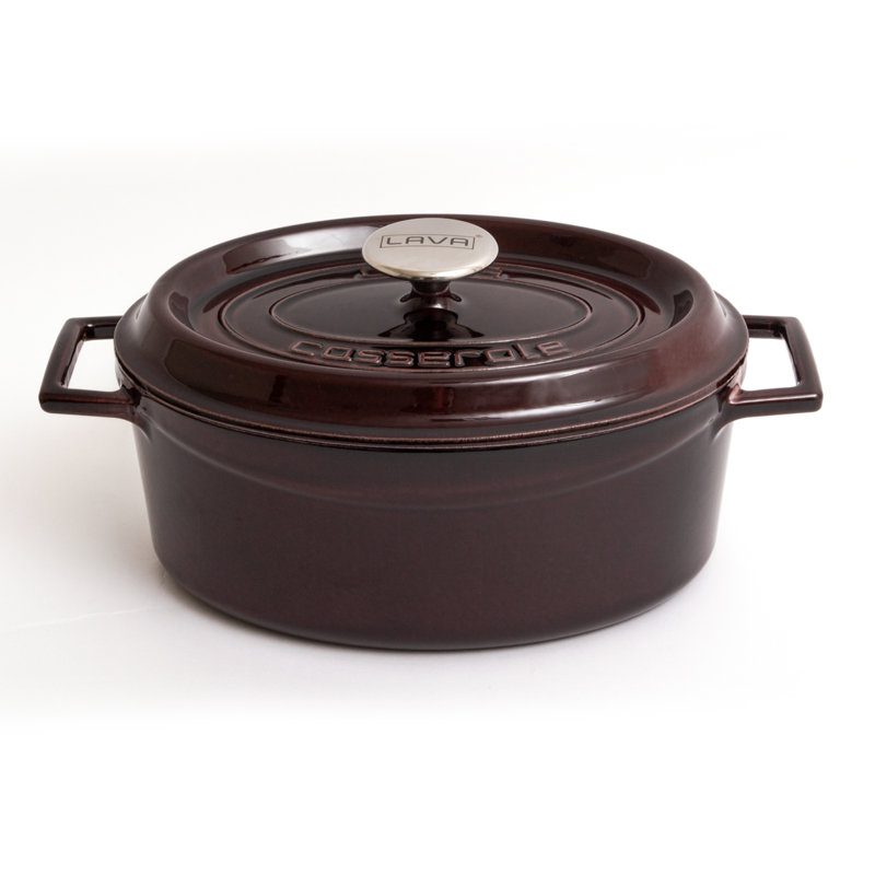 Cocotte ovale en fonte émaillée LAVA avec couvercle, va au lave-vaisselle, Noir, 4 pte