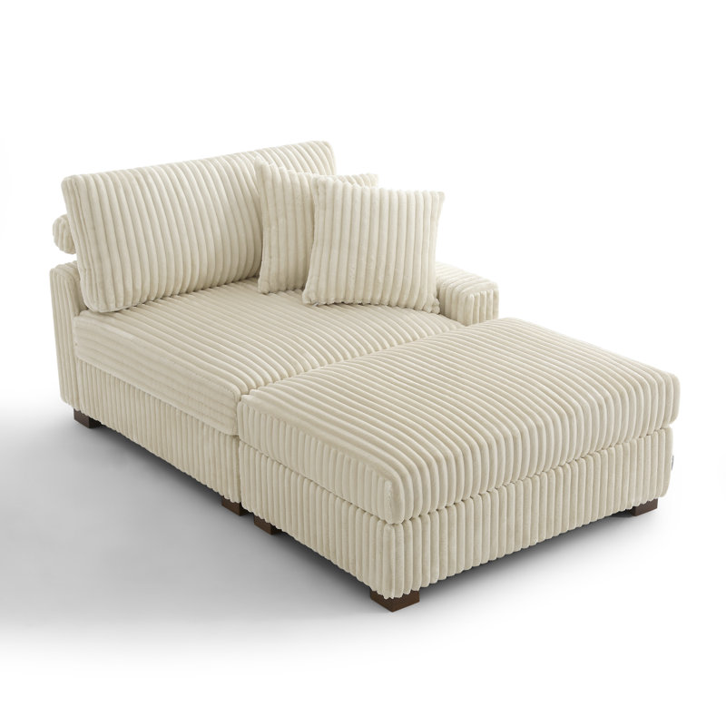 Upholstered Chaise Lounge, White, Right Hand Facing