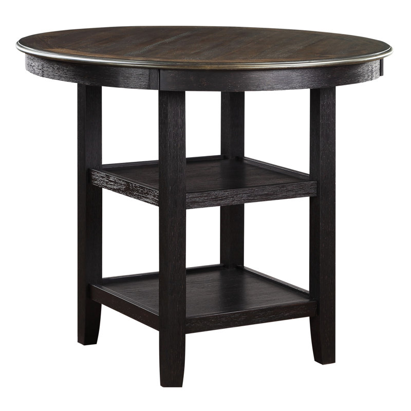Table à hauteur de comptoir transitionnelle brune et noire, tablettes de présentation, salle à manger, 4 2 tablettes transitionnelles, blanc, siège pour 4 personnes