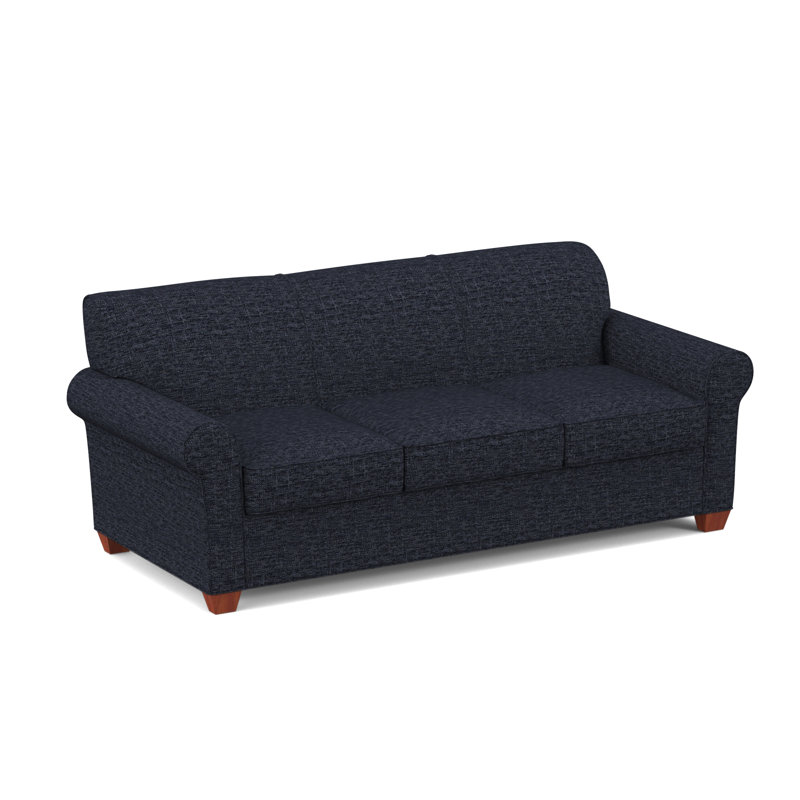 Finn Rolled Arm Sofa with Reversible Cushions, BM Cherry, Dillon Black, 34" H x 83" W x 36" D