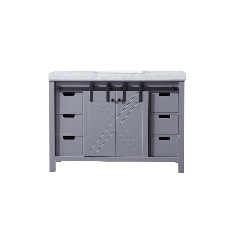 Marsyas 48" Dark Gray Single Vanity with Carrara Marble Top