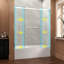 Porte de douche coulissante à double dérivation en nickel brossé de 55 po à 60 po de largeur, facile à installer, conception imperméable, coin, rail en forme de L à l'épreuve des nano, conception