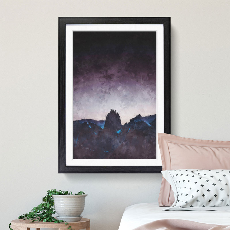 Dusky Mountains - Picture Frame Painting Print, 45cm H x 33cm W x 2cm D, Black Framed