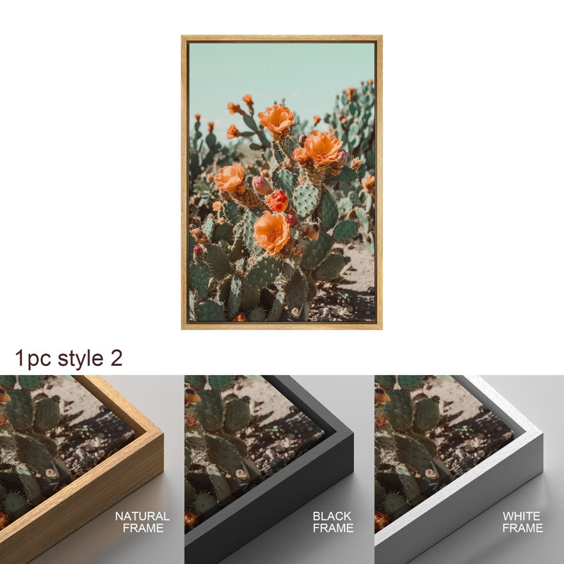 Cactus désert 2, fleurs de cactus en fleurs, images de l'Ouest moderne, impression numérique sur toile, impression numérique sur toile encadrée