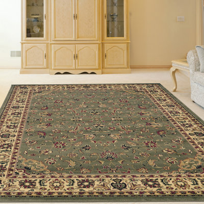 Safira Green Sage Traditional Floral Indoor Area Rug
