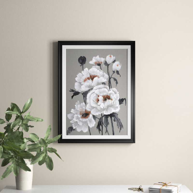 Peony Profusion II - reproduction de cadre photo, H 24,5 po x l 18,5 po x P 1 po, Noir