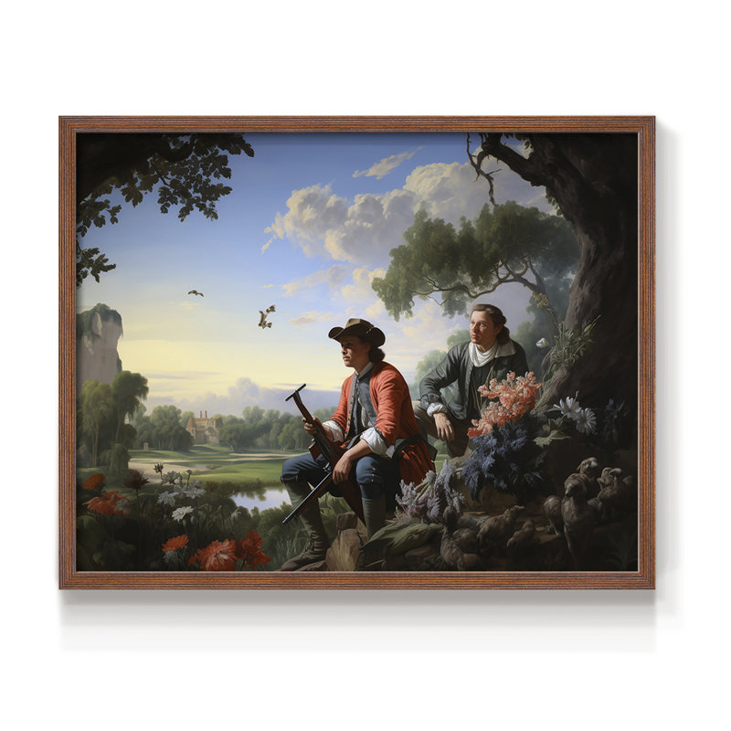 Faune, série III - Reproduction encadrée - Restickable, 16" H x 20" W, Noyer
