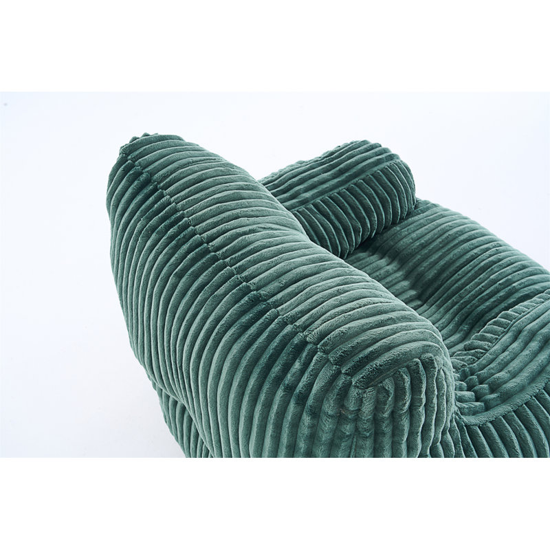Fauteuil à billes en velours côtelé doux et moelleux rempli d'éponge à mémoire de forme, Velours côtelé vert