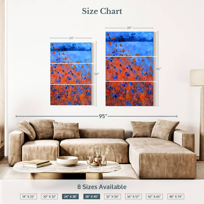 Avery Orange And Blue Poppies Bloom, 38" H x 24" W