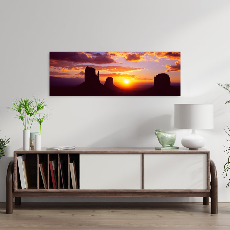 Silhouette de buttes au coucher du soleil, Monument Valley, Utah, États-Unis, art contemporain abstrait, art mural paysage