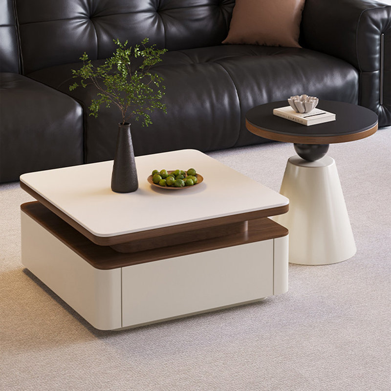 Table basse moderne en pierre, Black / Cream