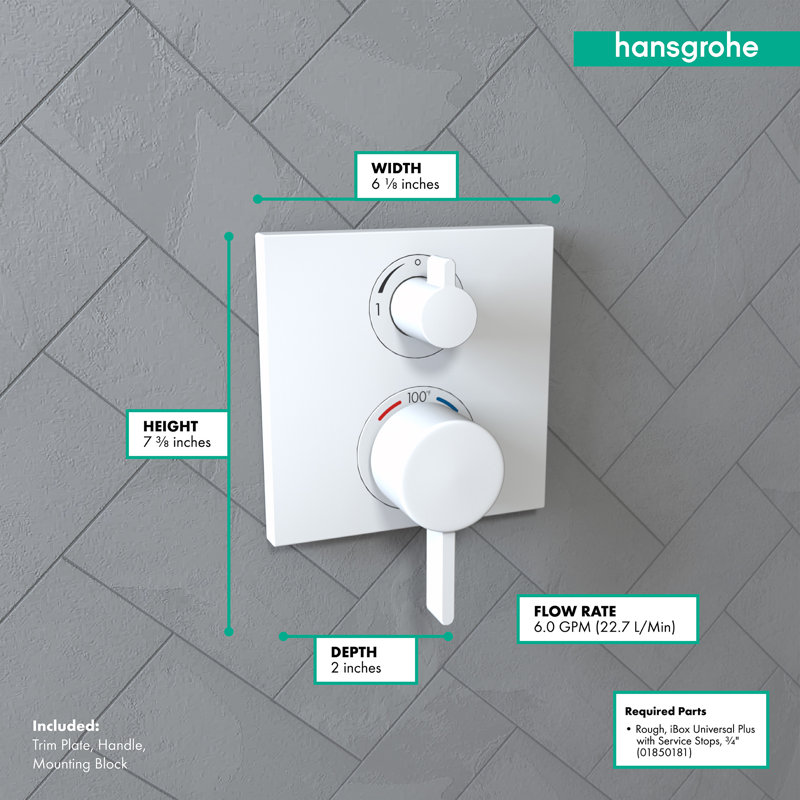 Ecostat Thermostatic Shower Faucet Trim, Matte White