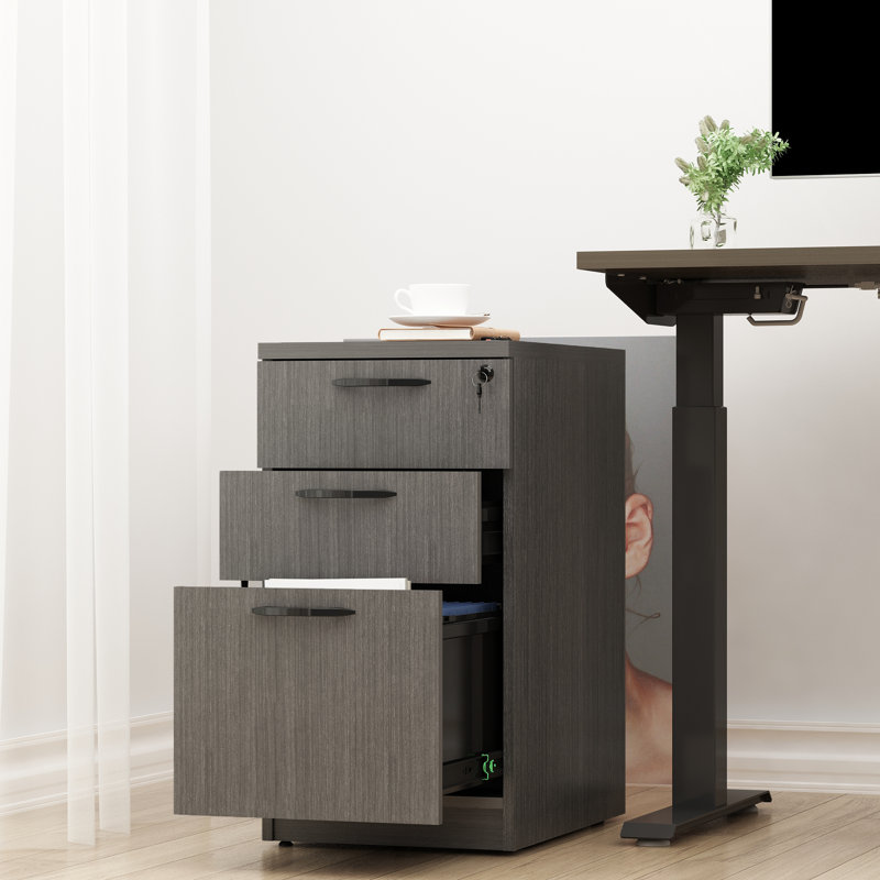 15.67 " Wide 3 Vertical Filing Cabinet, Dark Gray