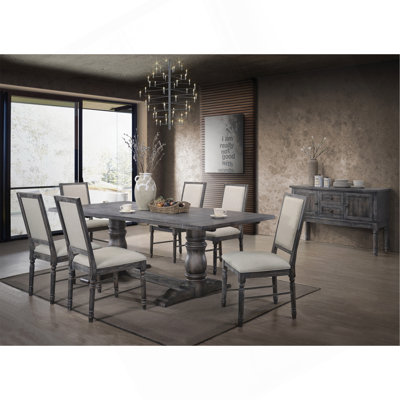 Leventis Weathered Gray Finish 7Pcs Dining Room Set