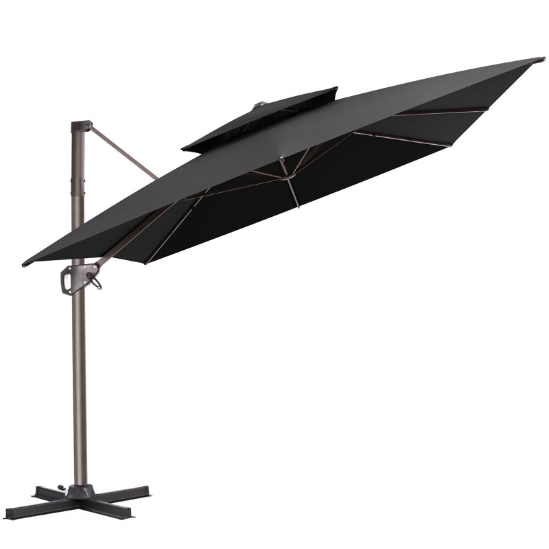 11' X 9' Double Top Cantilever Umbrella, Weighted Base Not Included, Noir