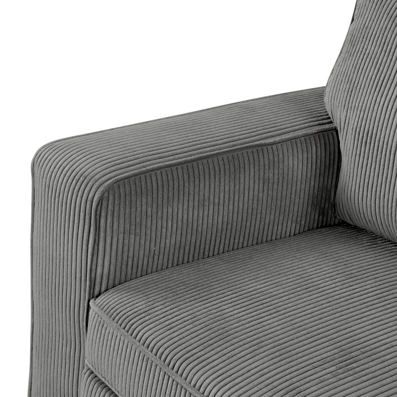 Maslynn 3-Piece Reversible Corduroy Pull-Out Sleeper Sectional with Storage, Gray Corduroy