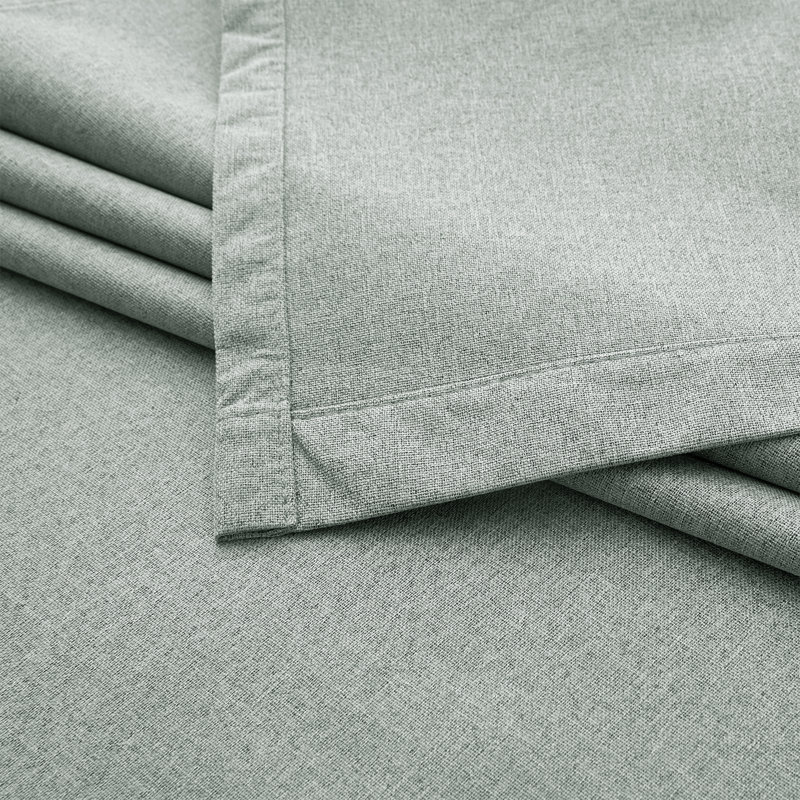 Aspire Homeware Linen 100% Blackout Curtain Pair for Hotel Style Bedroom Comfort, Sage Green, 228cm Width x 228cm Drop