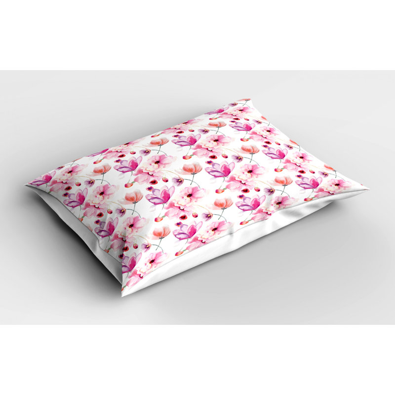 Taie décorative en microfibre de polyester vert / rose / orange, Très grand lit