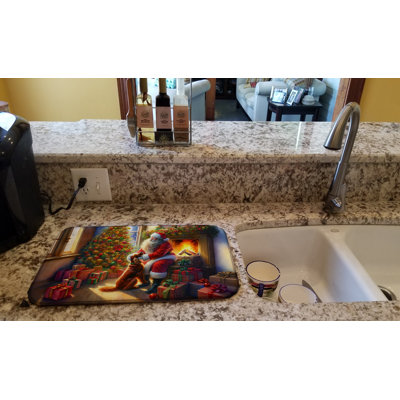 Irish Setter and Santa Claus Dish Drying Mat