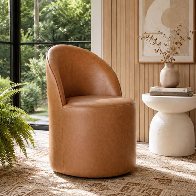 Petit fauteuil d'appoint roulant en similicuir avec roulettes