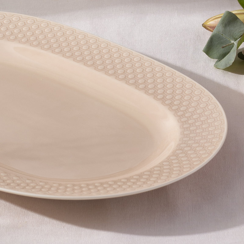 Kikko Oval Platter, 14", Pink