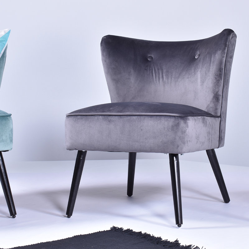 Philip Velvet Slipper Chair, Grey