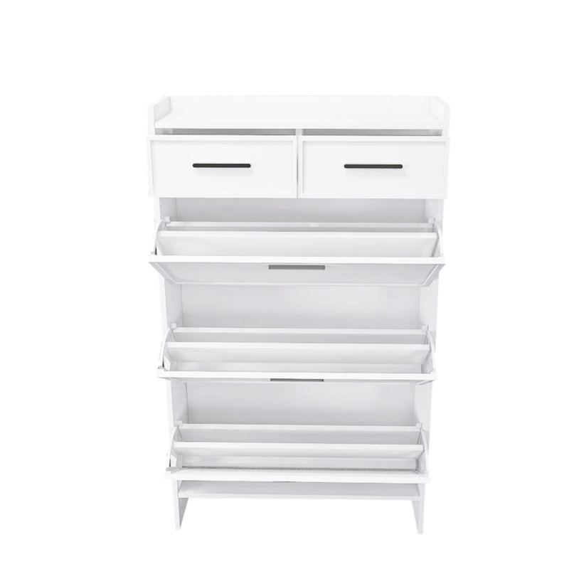 Range-chaussures 3 portes en PVC avec 2 tiroirs et espace pour chaussures ouvert