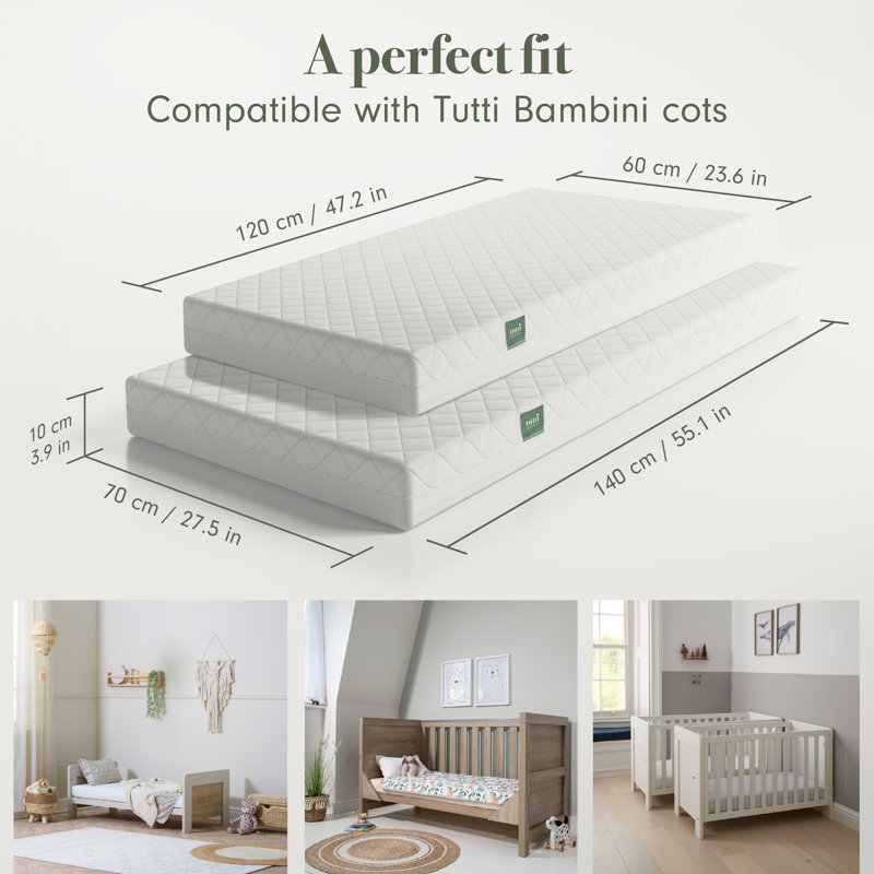 Tutti Bambini Sprung Cot Bed Mattress, Toddler (70 x 140 cm)