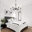 Modern Black 6-Light Chandelier, Farmhouse White Fabric Shade Pendant Light, Crystal Light Fixture For Kitchen Island