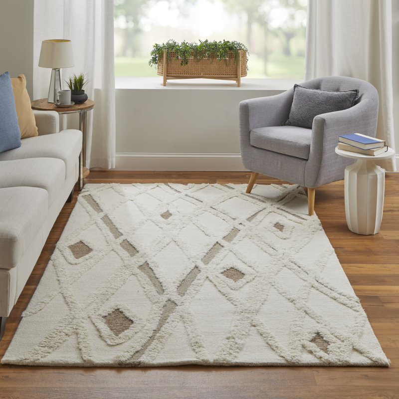 Anica Hand Tufted Wool Abstract Area Rug, Rectangle 2' x 3'