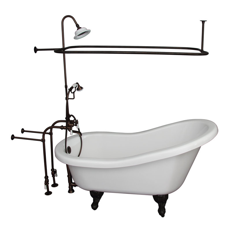 67'' x 29.5'' Soaking Acrylic Bathtub with Faucet, Oil Rubbed Bronze
