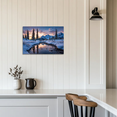 Winter Pictures Wall Decor - Winter Landscape Canvas Wall Art, Snow Scene Prints for Living Room, Winter-Wonderland Wall Art for Home Frame Wrapped Canvas Painting, 
