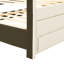 Lit plateforme double tapissier avec lit gigogne simple et 3 tiroirs, tissu de lin, beige-1278120109