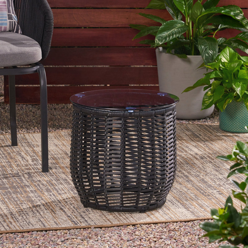 Table d'appoint d'extérieur pour patio, Noir