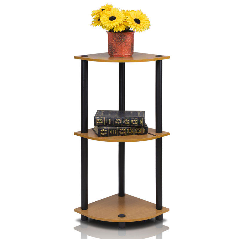 Bibliothèque en coin Baril, Cerisier pâle / Noir, (2 Shelves) 29.6" H x 11.6" W x 11.6" D