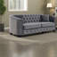 Canapés en velours à assise profonde de style chesterfield gris à 5 places pour le salon