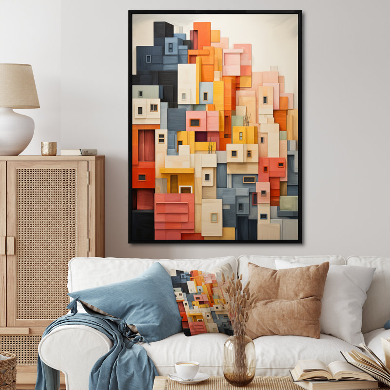 «Kyndall Constructivism», reproduction sur toile, Cadre flottant noir, H 32 po x l 16 po x P 1 po