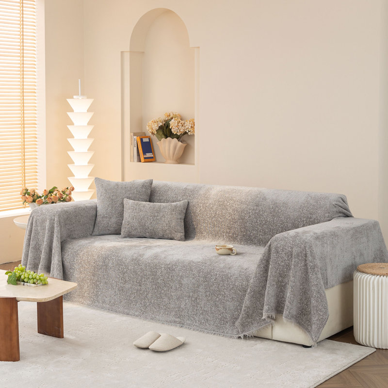 Housse pour canapé Elegant Nordic Chenille, H 71 po x l 118 po, Gris