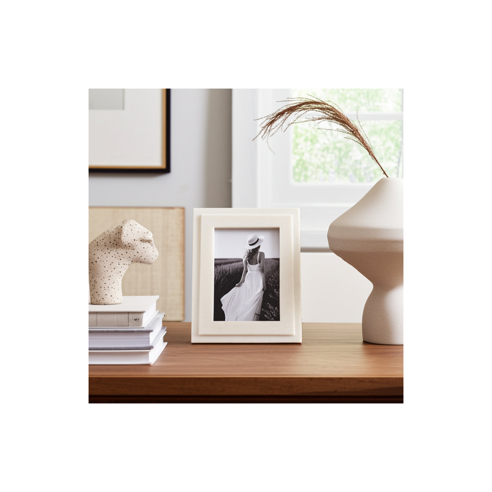 Marble Border Photo Frame, White, 5" W x 7" H