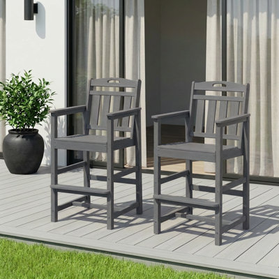 Tabourets de bar 27 po Cedartown avec accoudoirs et repose-pieds en PEHD
