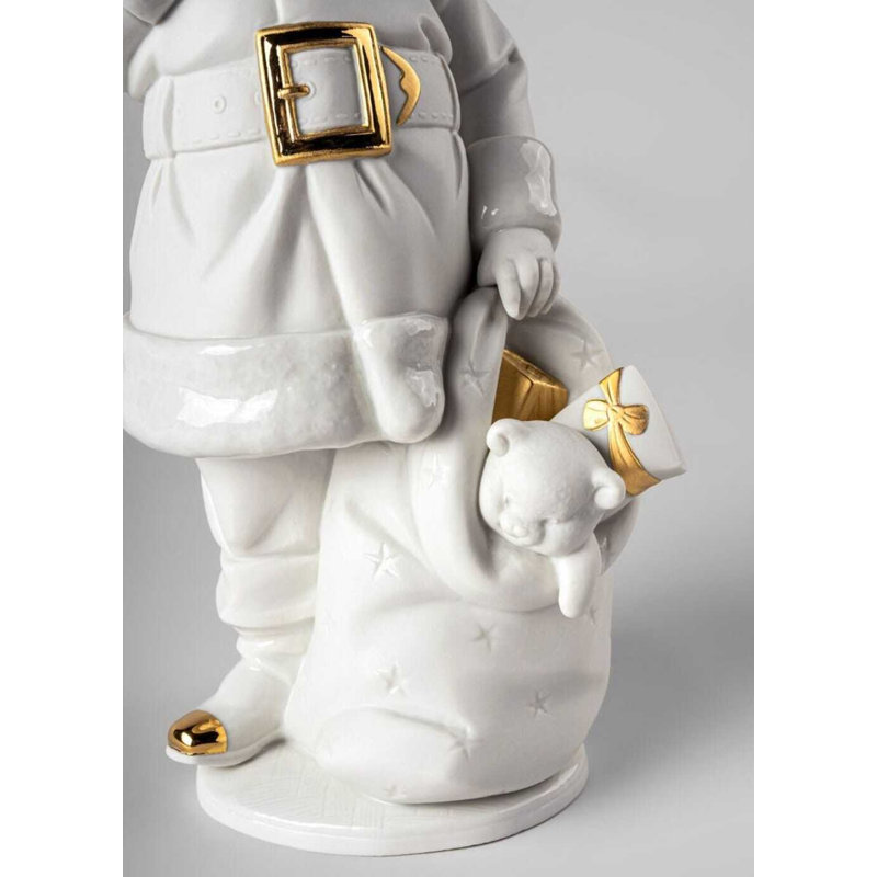 Santa Is Here, White/Gold