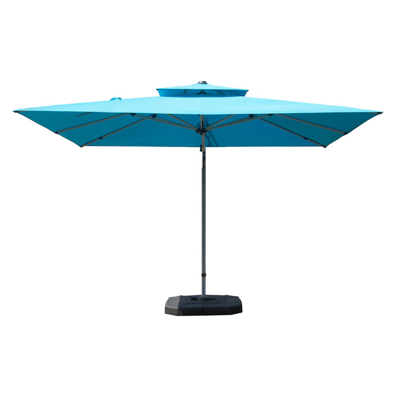 Parasol en porte-à-faux rectangulaire 9 pi x 11 pi avec mât central, bleu lac (base non incluse), Bleu lac